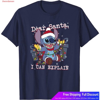 Swordsman เสื้อยืดยอดนิยม Disney Lilo &amp; Stitch Christmas Dear Santa, I Can Explain T-Shirt Mens Womens T-shirts