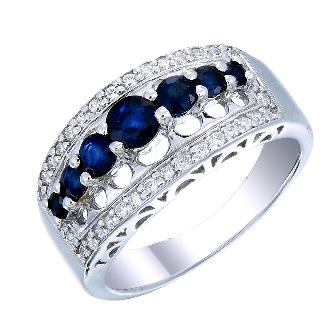 แหวนพลอยไพลินสีน้ำเงินเข้ม-blue-sapphire-ประดับด้วยเพชรรัสเซียcz-รุ่น-gr1487-bs