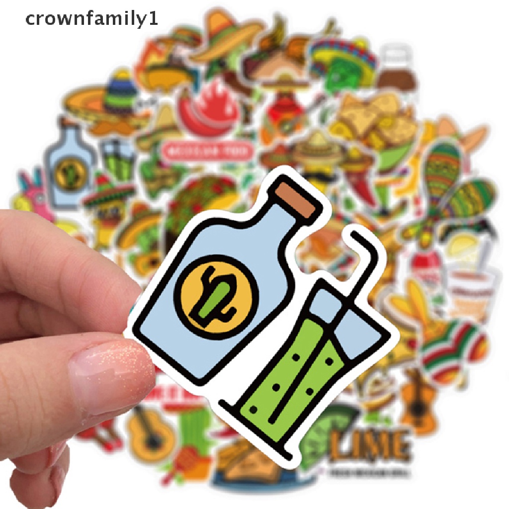 crownfamily1-สติกเกอร์-ลายอาหารเม็กซิกัน-สําหรับติดตกแต่งสเก็ตบอร์ด-ไดอารี่-แล็ปท็อป-รถยนต์-50