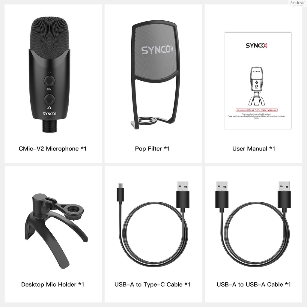 synco-cmic-v2-ไมโครโฟนคอนเดนเซอร์-usb-คาร์ดิออยด์-192khz-24bit-ปุ่มเดียว-เรียลไทม์-พร้อมฟิลเตอร์ป๊อป-สําหรับสมาร์ทโฟน-แล็ปท็อป-พีซี-ไลฟ์สตรีมมิ่ง