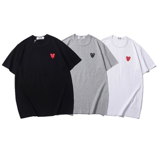 เสื้อยืดสีขาวเสื้อยืดแขนสั้น ขนาดใหญ่ ปักลายหัวใจ สไตล์สตรีท สําหรับผู้ชาย และผู้หญิง