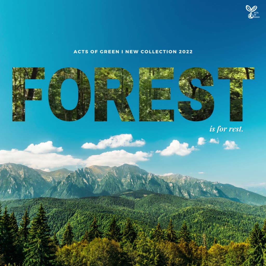 พร้อมส่ง-2สี-เสื้อยืดผู้ใหญ่-รุ่นเบสิค-ลาย-forest-is-for-rest-แบรนด์-acts-of-green-เสื้อยืดเดินป่า