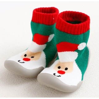 รองเท้าเด็กหัดเดินแบบถุงเท้าพื้นยาง - ซานตาคลอส