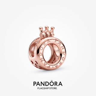 Pandora จี้โลโก้ชุบโรสโกลด์ 14k รูปมงกุฎโอชาร์ม ของขวัญวันเกิด สําหรับสุภาพสตรี DIY p825
