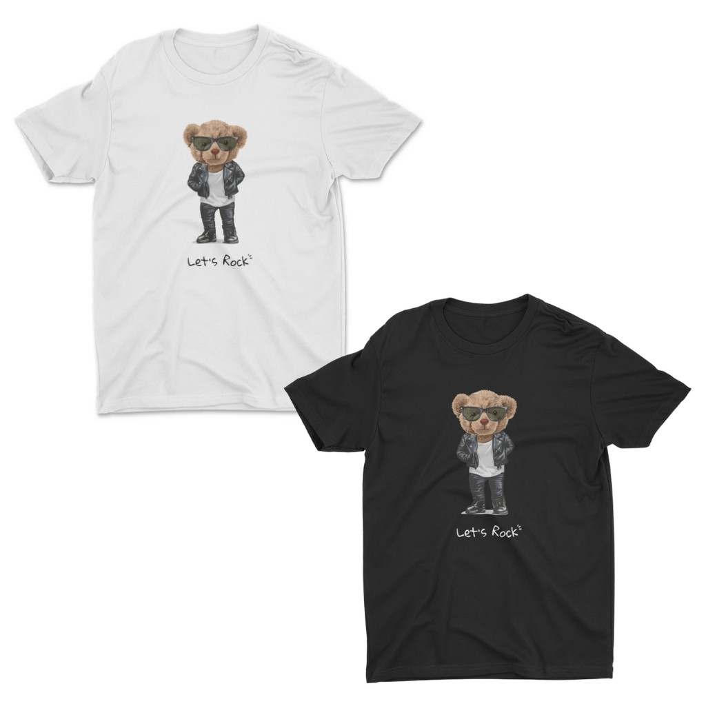 aideer-bear-collection-เสื้อสกรีนลายหมี-เสื้อลายตุ๊กตาหมี-มีทั้งสีขาวและสีดำ-lets-rock