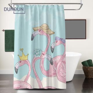 Ins Flamingo ม่านอาบน้ำกันน้ำม่านเด็กห้องน้ำตกแต่งผ้าม่าน