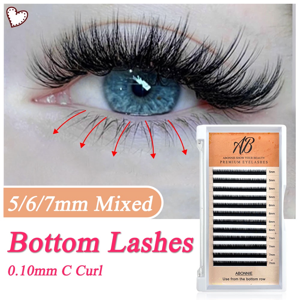 Abononnie Bottom Lashes 5-7 มม.ถาดผสมขนตาล่างคลาสสิกขนตาส่วนบุคคล ...