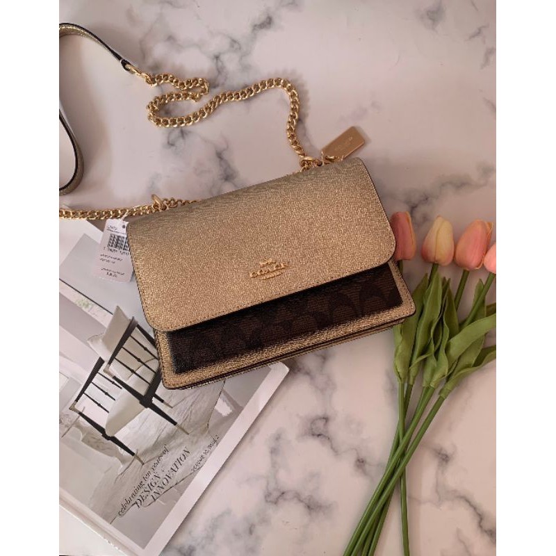 Coach COACH C1425 KLARE CROSSBODY IN SIGNATURE CANVAS IMS5V M BROWN METALLIC PALE GOLD