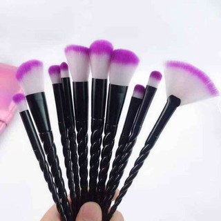 🦄 (สีดำ) แปรงแต่งหน้ายูนิคอร์นสีดำ 10 ชิ้น Make Up Brush Fancy