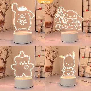 Kawaii โคมไฟกลางคืน LED ซิลิโคน ลายคิตตี้ คุโรมิ มายเมโลดี้ ชินนาม่อนโรล 3D สร้างสรรค์ ของขวัญวันเกิด สําหรับตกแต่ง