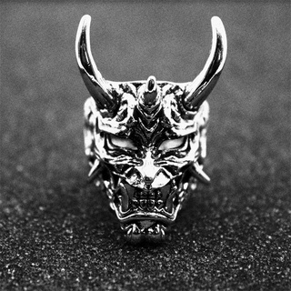 สินค้า แหวนแฟชั่น รูปหน้ากากปีศาจ Prajna Demon สไตล์พังก์เรโทร สําหรับผู้ชาย