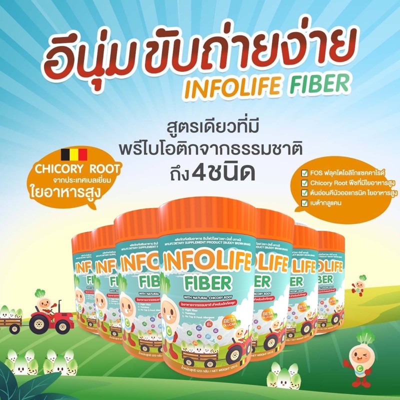 ภาพหน้าปกสินค้าส่งฟรี ส่งของทุกวัน ไฟเบอร์เด็ก Infolife fiber อึนุ่ม ถ่ายง่าย แก้ท้องผูก สั่งเยอะลดเยอะ
