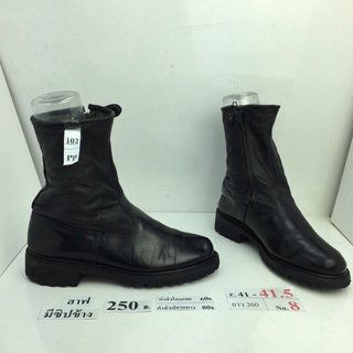รองเท้าฮาฟ มีซิปข้าง Half boots with side zip หนังสีดำ มือสอง นำเข้า เกาหลี