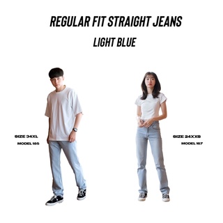 สินค้า “Clearance sale” ยีนส์ทรงกระบอก Regular fit jeans - Light wash