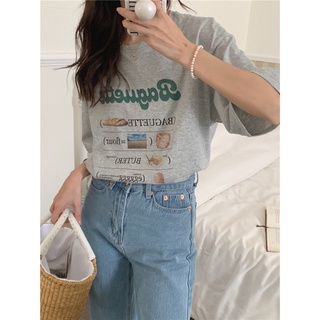 chuuchop_พร้อมส่ง(C7831)🥖🥯🍞Brakfast collection เสื้อยืดลายขนมปัง มี2สี