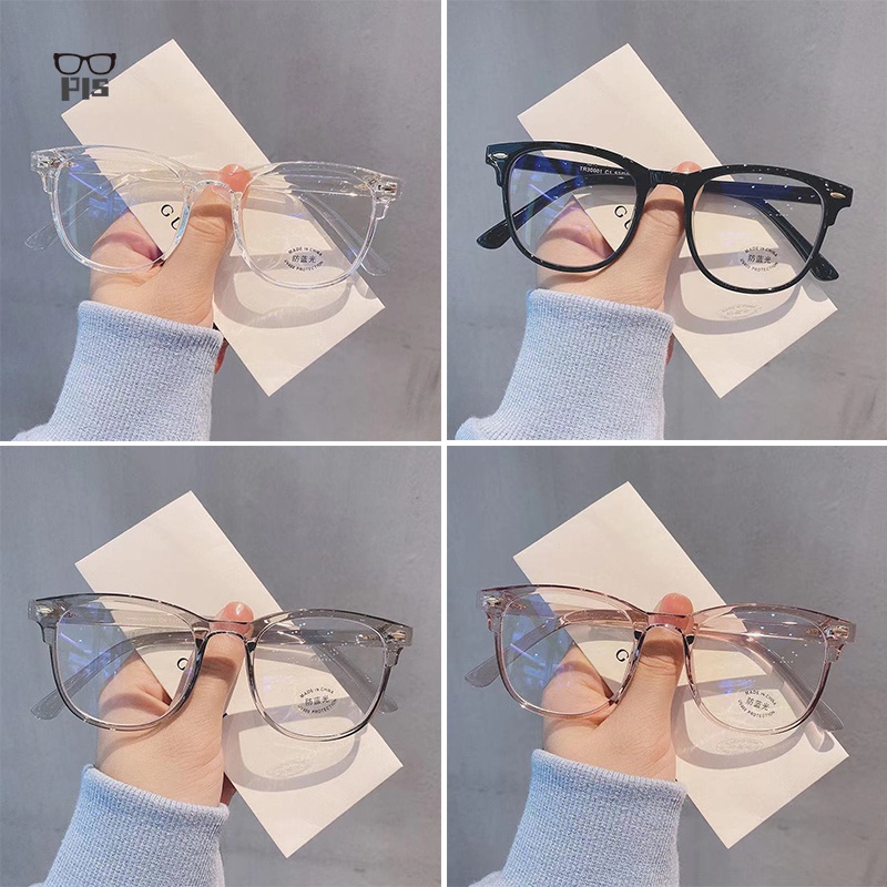 ราคาและรีวิวแว่นกรองแสง ป้องกันรังสีแว่นตาสายตาสั้นกรอบเหลี่4สี
