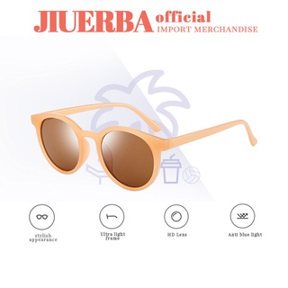 (JIUERBA) COD แว่นกันแดดแฟชั่นเกาหลีกรอบกลมป้องกัน UV400 แว่นตาเทรนด์ย้อนยุคเฉดสีผู้หญิง/ผู้ชาย