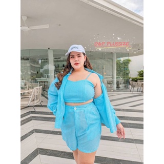 ชุดเซ็ตเสื้อ+กางเกง+เสื้อคลุมลายสก็อต​ ไซส์ใหญ่​ (มีโค้ตลดทักมาค่ะ)​