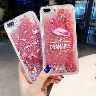 Casing Samsung A5 A8 J4 J6 A6 Plus A7 A9 J8 J3 2018 Note 9 8 5 Soft Quicksand Flamingo Flower Peach Blossom Phone Cases