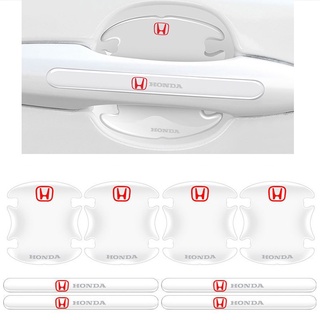 สินค้า 12 ชิ้น Honda/ฮอนด้า ฟิล์มใสกันรอยเบ้ามือจับประตูรถ สติกเกอร์โลโก้ ป้องกันรอยขีดข่วน สําหรับติดมือจับประตูรถยนต์ กันชน ประตูรถยนต์ กระจกมองข้าง แผ่นติดกันรอยรถยนต์ ฟิล์มกันรอย