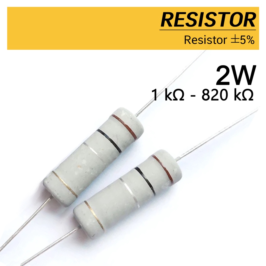 (2ตัว) ตัวต้านทาน 2W ±5% 1 kΩ-820 kΩ , Fusible Resistor, Metal Oxide ...