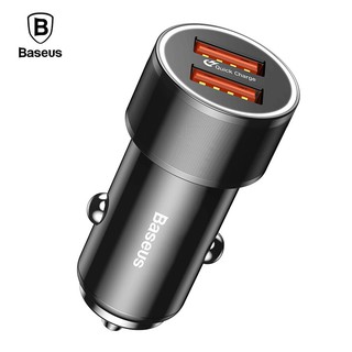 (cod) baseus small screw dual - usb อุปกรณ์ชาร์จแบตเตอรี่แบบเร็ว 36 w สําหรับรถยนต์