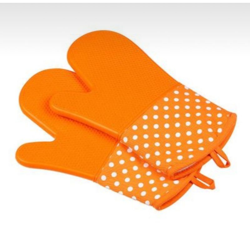 ถุงมือผ้า-ซิลิโคนกันร้อนสูง300-สีส้ม