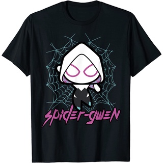 ผ้าฝ้ายแท้ คอลูกเรือเสื้อยืด ผ้าฝ้ายแท้ ระบายอากาศได้ดี พิมพ์ลายกราฟิก Marvel Spider-Gwen น่ารัก คุณภาพสูง สําหรับผู้หญิ