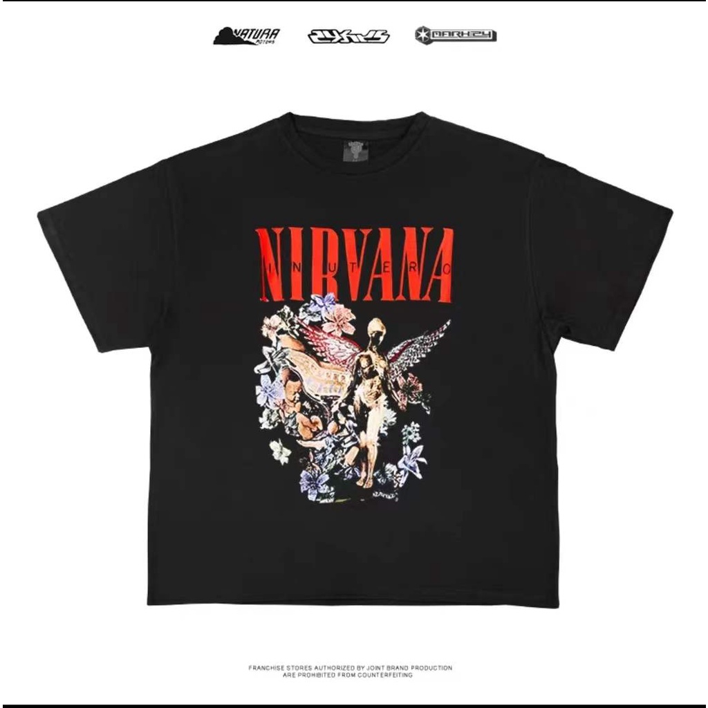 เสื้อยืดผ้าฝ้ายcotton-เสื้อยืดผ้าฝ้าย-nirvana-bootleg-ovp-ป้าย-wild-oats-made-in-usa-เนอร์วานา-เสื้อวง-เสื้อทัวร์-v