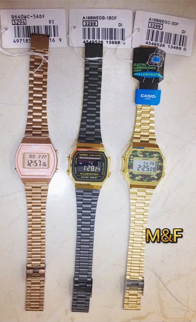 นาฬิกาcasio-ของแท้-b-640wc-5a-pink-a168wgea-1b-สีดำทอง-a168wegc-3dสีทอง