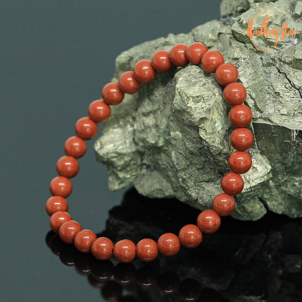 หินเรดแจสเปอร์-ขนาด-6-มิล-red-jasper-กำไลหินมงคล-หินแห่งการปกป้องคุ้มครองภัยจากสิ่งไม่ดี-หินสี-กำไลหิน-หินสีแดง