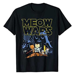 [S-5XL] เสื้อยืด พิมพ์ลาย Star Wars Meme Meow Wars Cat เหมาะกับของขวัญ สําหรับผู้ชาย และผู้หญิง