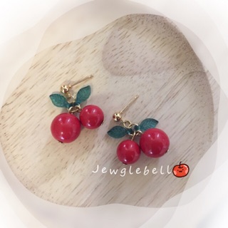 ❗ Clear stock ! 2 คู่ ลด 30% คละลายได้  ❗❗  🍒 ❥ต่างหูเชอร์รี่ ต่างหูเชอรี่ มีหลายสี Cherry Earrings