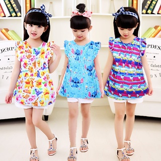 【เสื้อเด็กลายการ์ตูน】เสื้อเด็กแขนตุ๊กตาน่ารักมาก งานผ้าฝ้ายคอตตอน100%  ใส่สบายไม่ร้อน