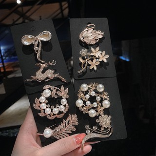 New retro high-end handmade rhinestones pearl brooch fashion animal flower brooch pop accessories