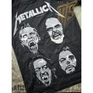 เสื้อยืดผ้าฝ้ายพรีเมี่ยม NTS 294 Metallica เสื้อยืด เสื้อวง สกรีนลายอย่างดี Silk Screen ผ้าหนานุ่ม ไม่หดไม่ย้วย มาตราฐาน