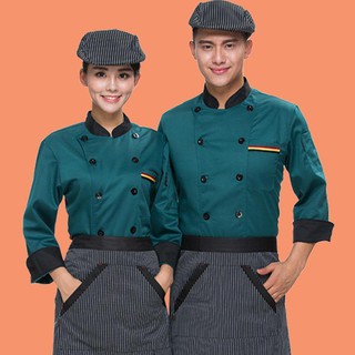 ภาพหน้าปกสินค้าเสื้อยูนิฟอร์ม(1 pcs เสื้อ) ชุดเชฟ เสื้อผ้าทำงานแขนยาว Double Breasted Chef Jacket ที่เกี่ยวข้อง