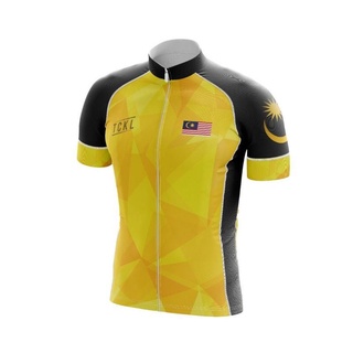 เสื้อกีฬาแขนสั้น สีเหลือง สไตล์มาเลเซีย สําหรับขี่จักรยาน MTB Downhill Jersey 2024