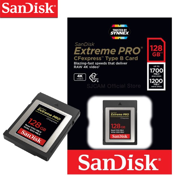 ภาพหน้าปกสินค้าSanDisk Extreme PRO CFexpress Card 128GB Type B (SDCFE-128G-GN4NN) XQD ถ่าย RAW 4K ได้สบาย รับประกัน Lifetime โดย Synnex จากร้าน sjcam_officialstore บน Shopee