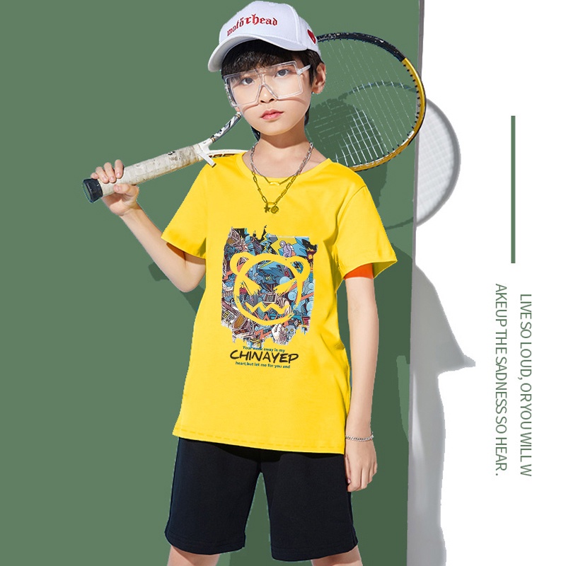 h197เสื้อืดเด็กแขนสั่งแฟชั่งลายสวยการ์ตูนน่ารัก-ใส่ได้ทั้งเด็กชายและเด็กหญิง