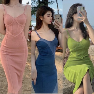 💥พร้อมส่ง ชุดเดรส ผ้ายืดรัดรูป หุ่นดีใส่ได้ทุกลุคสไตล์ Dress outfit ชุดเดรส ชุดไปเที่ยว