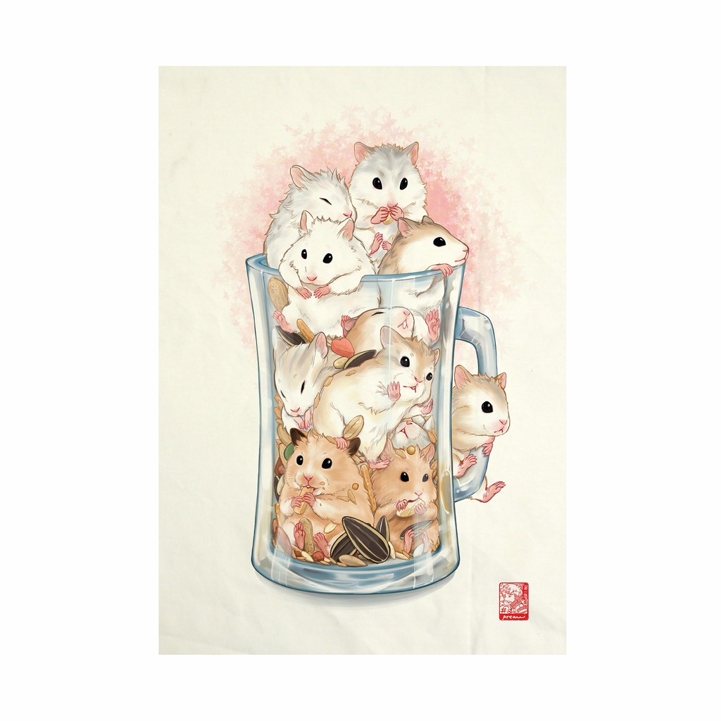 ผ้าแคนวาส-พิมพ์ลาย-แฮมสเตอร์-ไม่มีกรอบ-ขนาด-34-5x48-5-ซม-hamster-mug-fabric-art-canvas-no-frame-size-34-5x48-5-cm