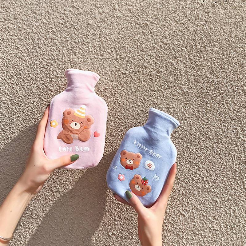กระเป๋าน้ำร้อน-รูปหมี-ผ้านุ่ม-ความจุ-350ml-ขนาดเล็ก-กระทัดรัด-พกพาง่าย