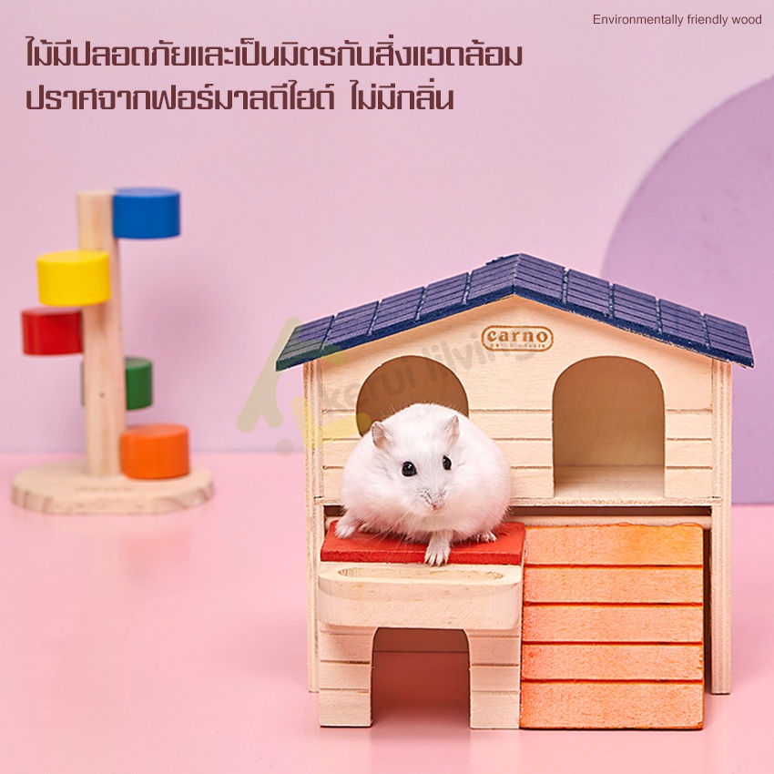 บ้านหนูแฮมเตอร์-บ้านไม้หลังคาโค้ง-สำหรับแฮมสเตอร์-อุปกรณ์หนูแฮมเตอร์-ของเล่นหนู-ชิงช้า-กระดานหก-บ้านสไลด์เดอร์-ชิงช้าไม้