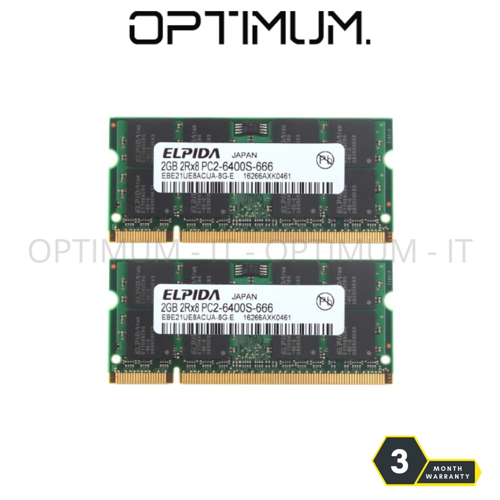 Barrette Mémoire Elpida 2Go (2GB) – DDR2 2Rx8 PC2-6400U-666 – DIMM – Occasion