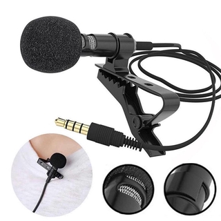 ไมโครโฟนแบบเหน็บปกเสื้อ 1.5m 3.5mm Mini Portable Microphone Condenser Clip-on Mic Wired for Phone , Laptop.