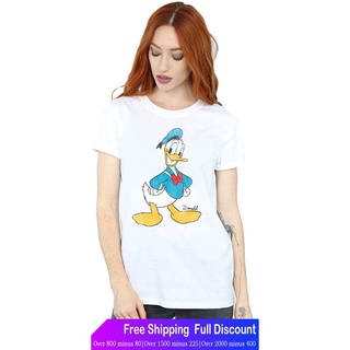 ดิสนีย์เสื้อยืดลำลอง Disney Womens Mickey Mouse Classic Donald Duck Boyfriend Fit T-Shirt T-Shirt