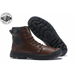 100% Original PALLADIUM Mens Dark Brown Nubuck Leather Martin Boots 40-44