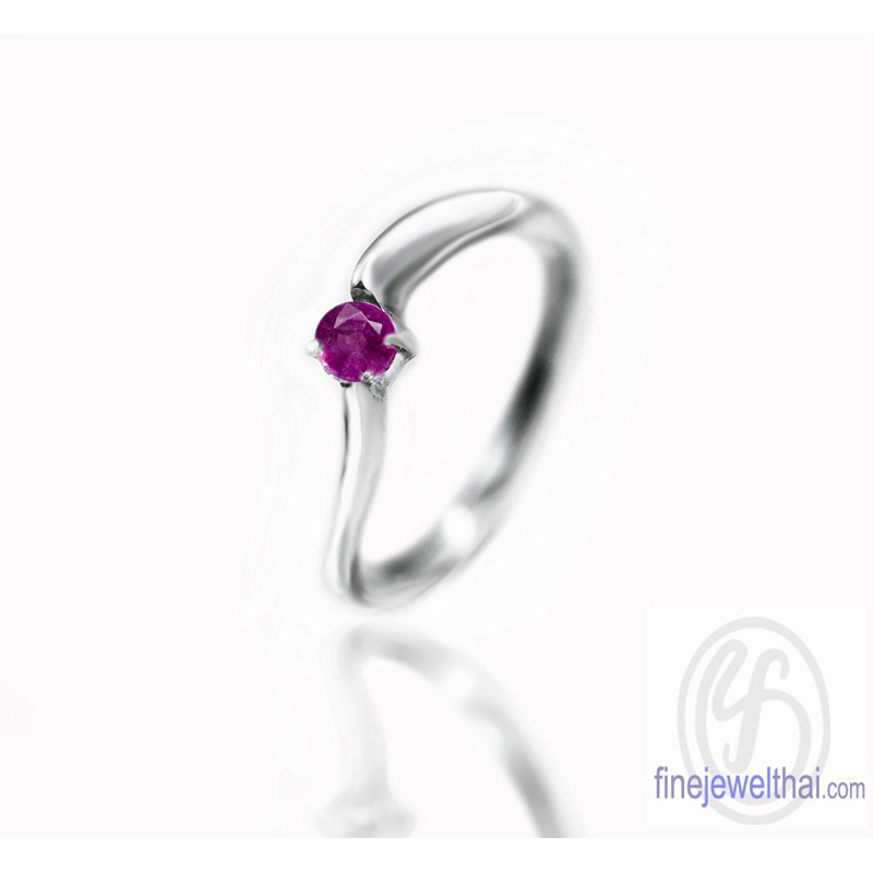 finejewelthai-แหวนทับทิม-แหวนเงิน-แหวนพลอย-ทับทิมแท้-เงินแท้-พลอยประจำเดือนเกิด-ruby-birthstone-silver-ring-r1034rb