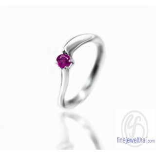 Finejewelthai แหวนทับทิม-แหวนเงิน-แหวนพลอย-ทับทิมแท้-เงินแท้-พลอยประจำเดือนเกิด/ Ruby-Birthstone-Silver-Ring - R1034rb